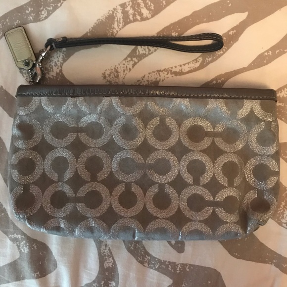 Authentic Grey and Silver Coach Wristlet - Picture 4 of 6